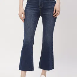 Madame Women Flared Light Fade Cotton Cropped Jeans-picture-31
