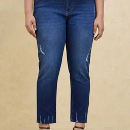 20Dresses Women Plus Size Navy Blue Slim Fit High-Rise Stretchable Cropped Jeans-picture-30