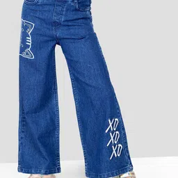 Naughty Ninos Girls Original Heavy Fade Embroidered Clean Look Cotton Jeans-image-53