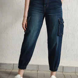 Hubberholme Women relaxed Fit High-Rise Pure Cotton Cargo Jogger-image-72