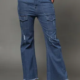 BAESD Women Jean Bootcut High-Rise Mildly Distressed Cotton Jeans-picture-33
