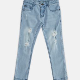 Pantaloons Junior Boys Blue Regular Fit Mildly Distressed Jeans-picture-1
