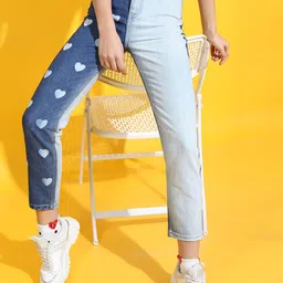 Tokyo Talkies Women Blue Mom Fit Printed Jeans-picture-29