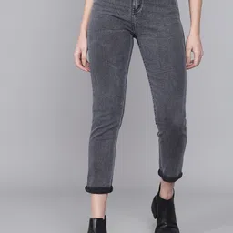 Kotty Women Grey Skinny Fit High-Rise Slash Knee Jeans-picture-6