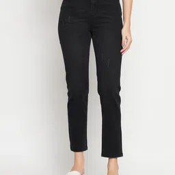 Madame Women Low Distress Mid Rise Cotton Cropped Jeans-image-49