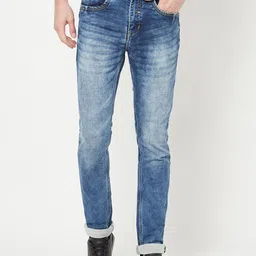 Crimsoune Club Men Blue Slim Fit Heavy Fade Stretchable Jeans-picture-20