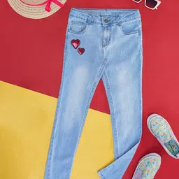 Pantaloons Junior Girls Blue Regular Fit Mid-Rise Heavy Fade Jeans-picture-13