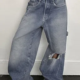 LULU & SKY Women Straight Fit High-Rise Slash Knee Heavy Fade Jeans-picture-28