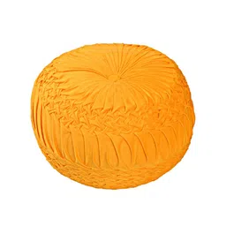 RIANCE CREATIONS Yellow Textured Pedestal Designed Round Ottomans image 2