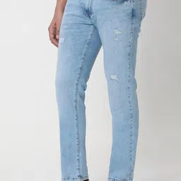 Mufti Men Slim Fit Mildly Distressed Heavy Fade Stretchable Jeans image 2