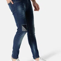 Campus Sutra Men Blue Smart Slim Fit Mildly Distressed Heavy Fade Stretchable Jeans image 2