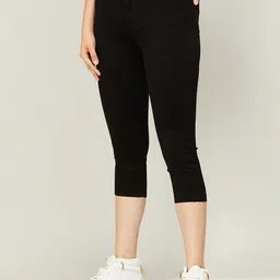 Fame Forever by Lifestyle Women Black Skinny Fit Cotton 3/4 Jeans image 3