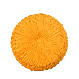 RIANCE CREATIONS Yellow Textured Pedestal Designed Round Ottomans image 4