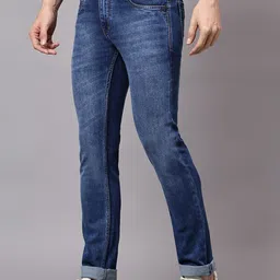 Cantabil Men Clean Look Mid-Rise Heavy Fade Stretchable Jeans image 3