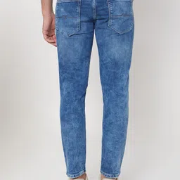 Mufti Men Blue Tapered Fit Heavy Fade Clean Look Whiskers & Chevrons Stretchable Jeans image 3