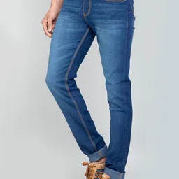 HJ HASASI Men Blue Slim Fit Light Fade Stretchable Jeans image 5