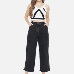 Chemistry Women High-Rise Clean Look Pure Cotton Wide Leg Jeans-image-36