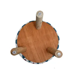 RIANCE CREATIONS White & Blue Geometric Printed Round Shaped Ottomans image 3