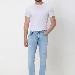 Mufti Men Slim Fit Mildly Distressed Heavy Fade Stretchable Jeans image 3