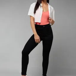 DOLCE CRUDO Women Black Skinny Fit High-Rise Stretchable Jeans-image-42