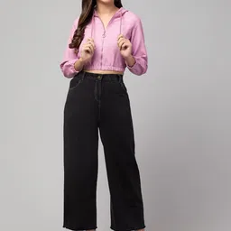 Chemistry Women High-Rise Clean Look Pure Cotton Wide Leg Jeans-image-57
