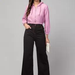 Chemistry Women Clean Look High-Rise Flared Pure Cotton Jeans-image-94