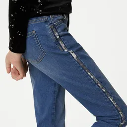 Marks & Spencer Girls Low Distress Heavy Fade Stretchable Jeans image 3