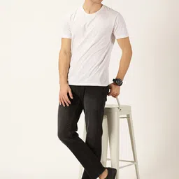 HERE&NOW Men Smart Tapered Fit Mid-Rise Cotton Stretchable Jeans image 2