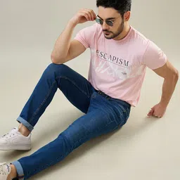 TIM PARIS Men Tapered Fit Low Distress Light Fade Jeans image 3