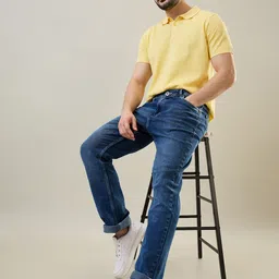 TIM PARIS Men Straight Fit Low Distress Jeans image 4