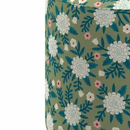 Chumbak Green & White Floral-Printed Round Ottoman image 5