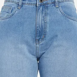 METTLE Women Blue Mildly Distressed Stretchable Bootcut Jeans image 4