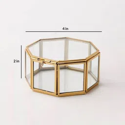 lamjum Golden Glass Multipurpose Octagon Jewellery Organiser image 3