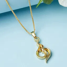 Voylla Women Gold-Toned Om Shaped Pendant With Chain-picture-41