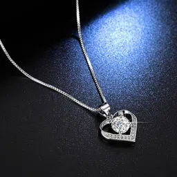 Jewels Galaxy Silver-Plated & AD-Studded Heart Shaped Anti Tarnish Pendant-picture-28