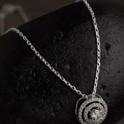 Clara 925 Sterling Silver Rhodium-Plated CZ Studded Pendant with Chain-picture-39