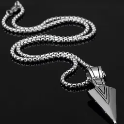 MEENAZ Men Silver-Plated Arrow-Shaped Pendant With Chain image 1