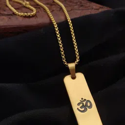 WATCHSTAR Gold-Plated Om Pendant With Chain-picture-25