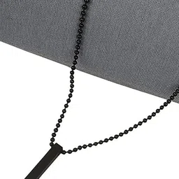 OOMPH Stainless Steel 3D Cuboid Vertical Bar Pendant With Chain-picture-40