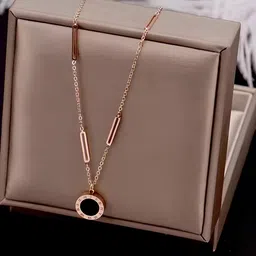 KARISHMA KREATIONS Rose Gold Plated Stainless Steel Pendants with Chains-picture-41