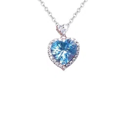Designs & You Silver-Plated AD-Studded & Ice Cut Blue Heart Shape Pendant With Chain-picture-40