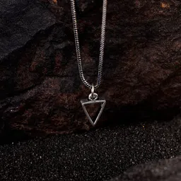 VIRAASI Silver-Plated Triangle Shaped Pendant With Chain-picture-34