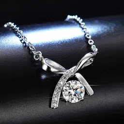 Jewels Galaxy Silver-Plated Crystal Studded Anti Tarnish Necklace-picture-22