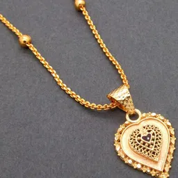 FEMMIBELLA Gold-Plated Filigree Hearts Pendant With  Chain-picture-18