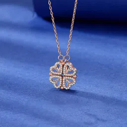 Jewels Galaxy Rose Gold-Plated Stone-Studded Pendant With Chain-image-67
