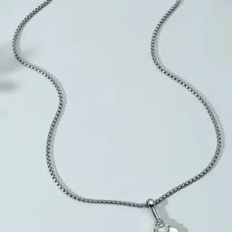 MEENAZ Men Silver-Plated Trident-Shaped Pendant With Chain-picture-18