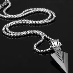 MEENAZ Men Silver-Plated Arrow-Shaped Pendant With Chain-picture-24