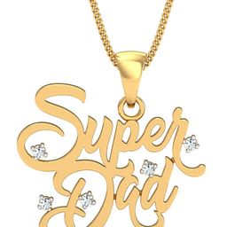 KUBERBOX 18KT Gold SuperDad Diamond-Studded Pendant- 2.48 gm-image-75