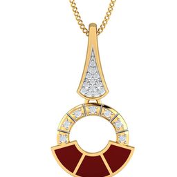 KUBERBOX 18K Gold Diamond Studded And Enamel Pendant - 1.24 g-picture-16