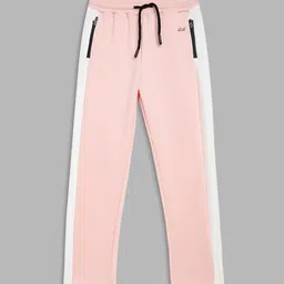 Blue Giraffe Girls Pink & White Color Blocked Track Pant-picture-24